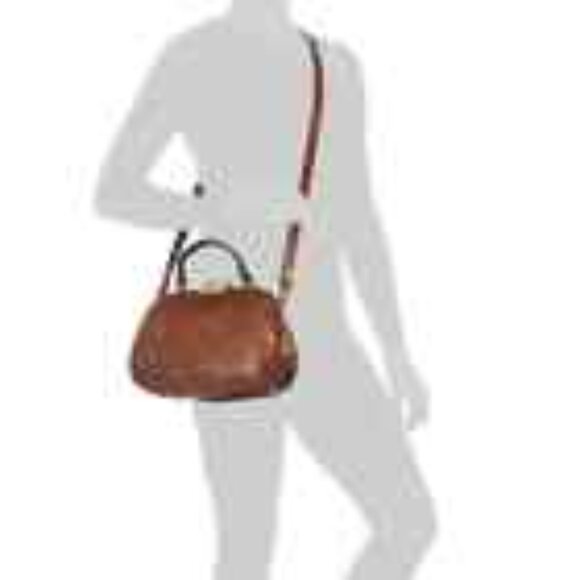 PATRICIA NASH GRACCHI SATCHEL TAN LEATHER CROSSBODY/PURSE BAG NWT ROSE TOOLED - Picture 2 of 5
